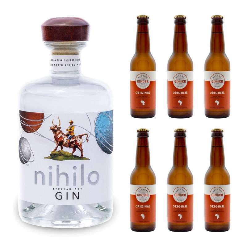 nihilo Afrikan Dry Gin 50cl mit 6x Seshoai Ginger Beer